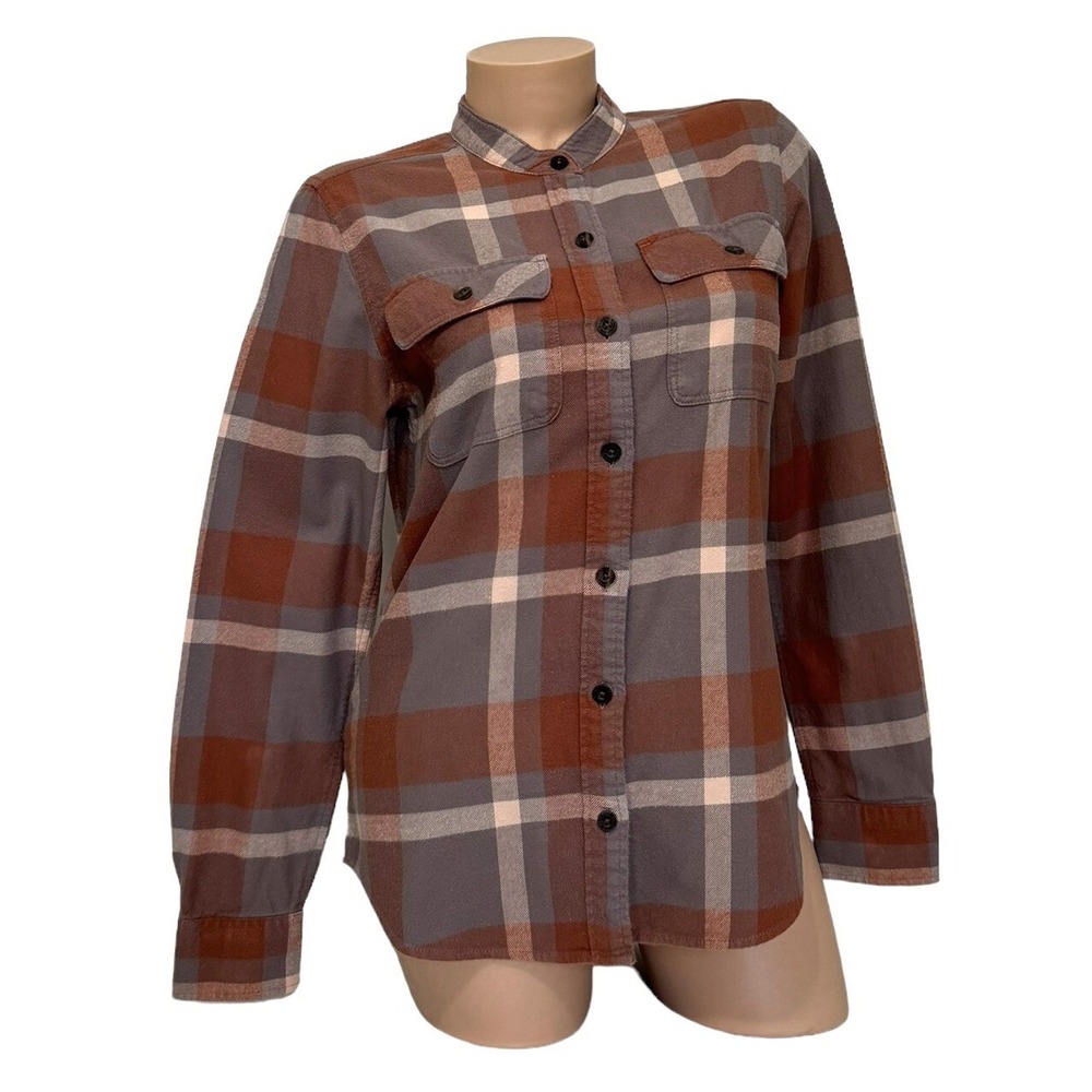 Patagonia Women's SMALL Plaid Button Up Long Sleeve Mandarin Neck Flannel Shirt